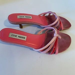 Steve Madden Pink Multi Kitten Heel Sandals